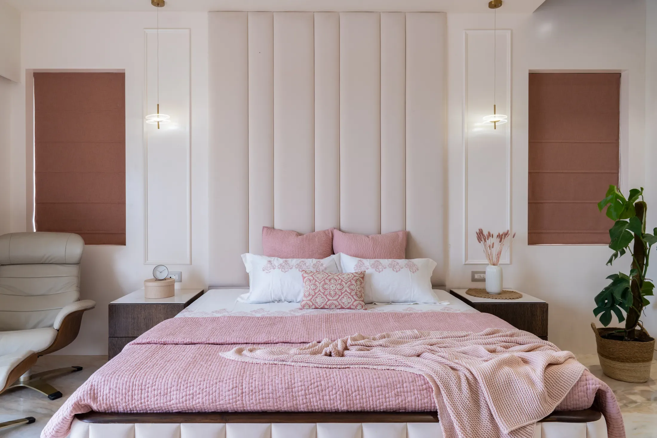 Bedroom in soft, warm tones