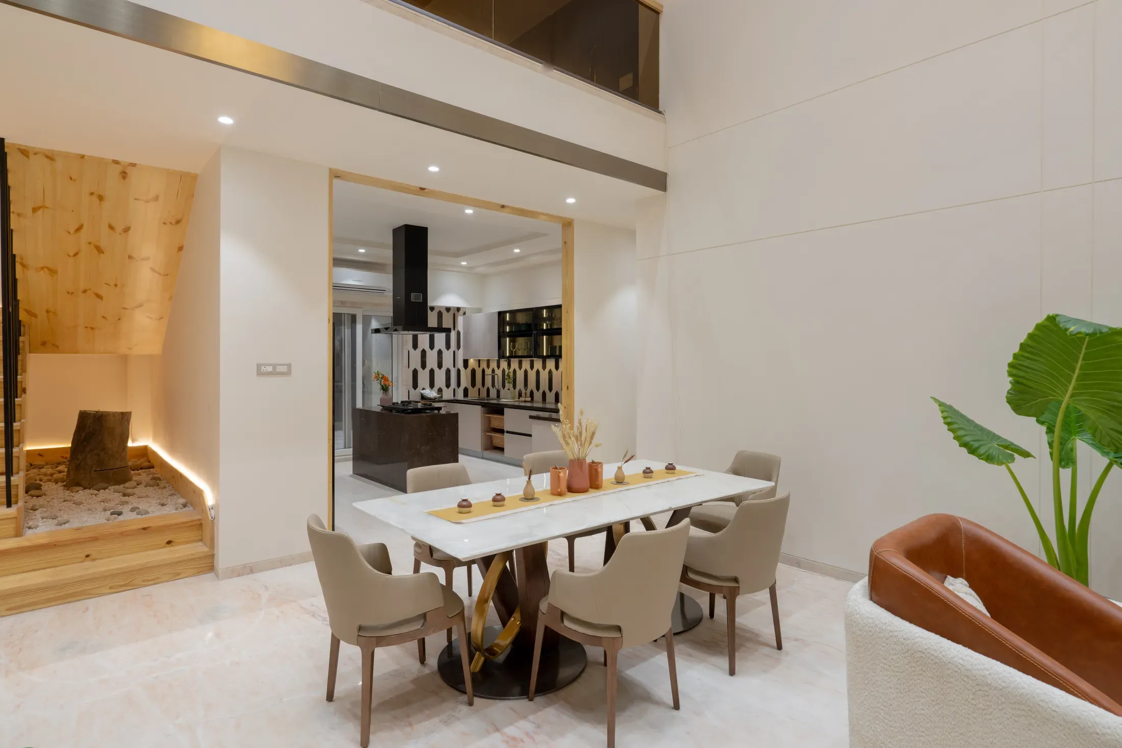Dining table beside the lounge
