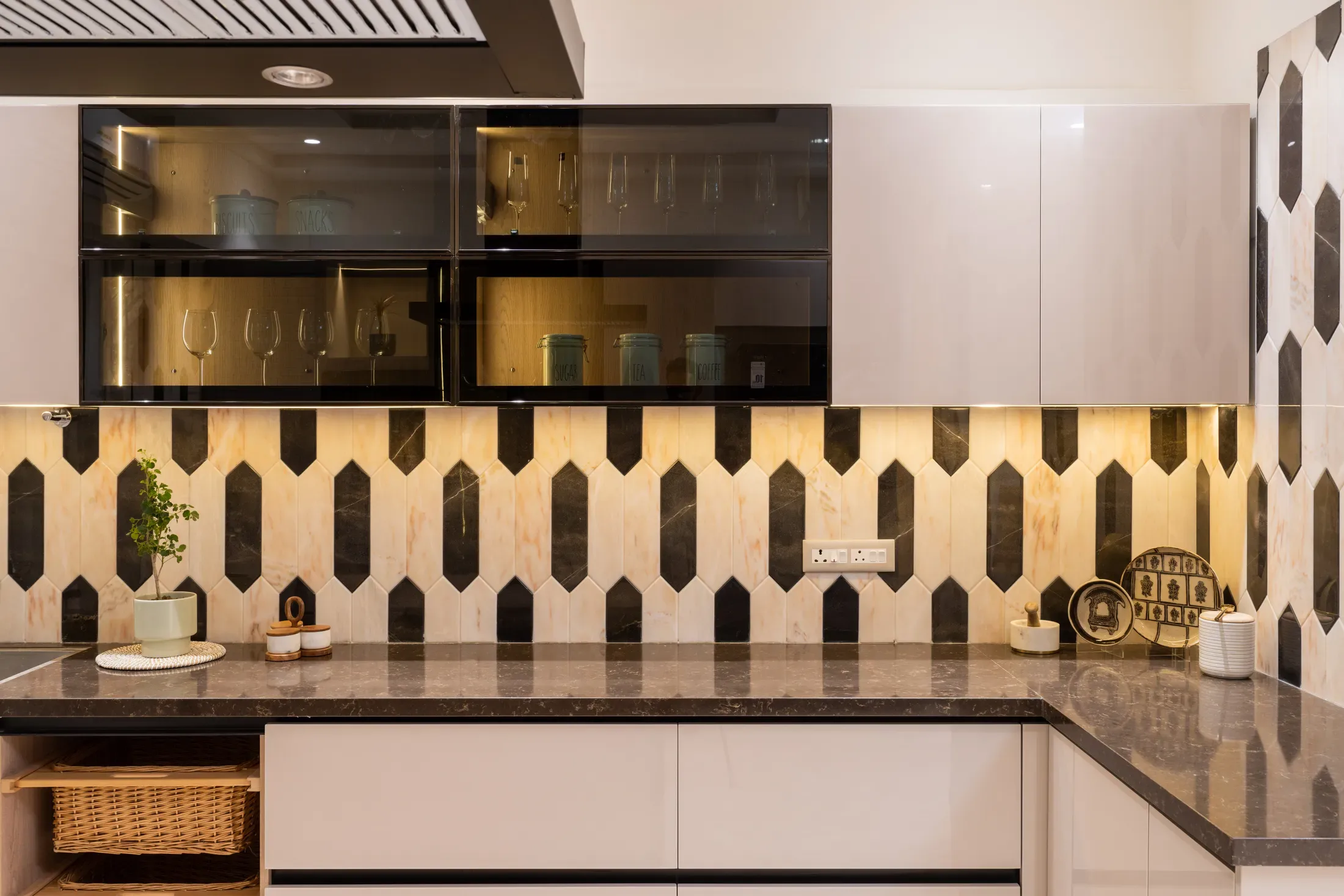 Geometric brass feature wall